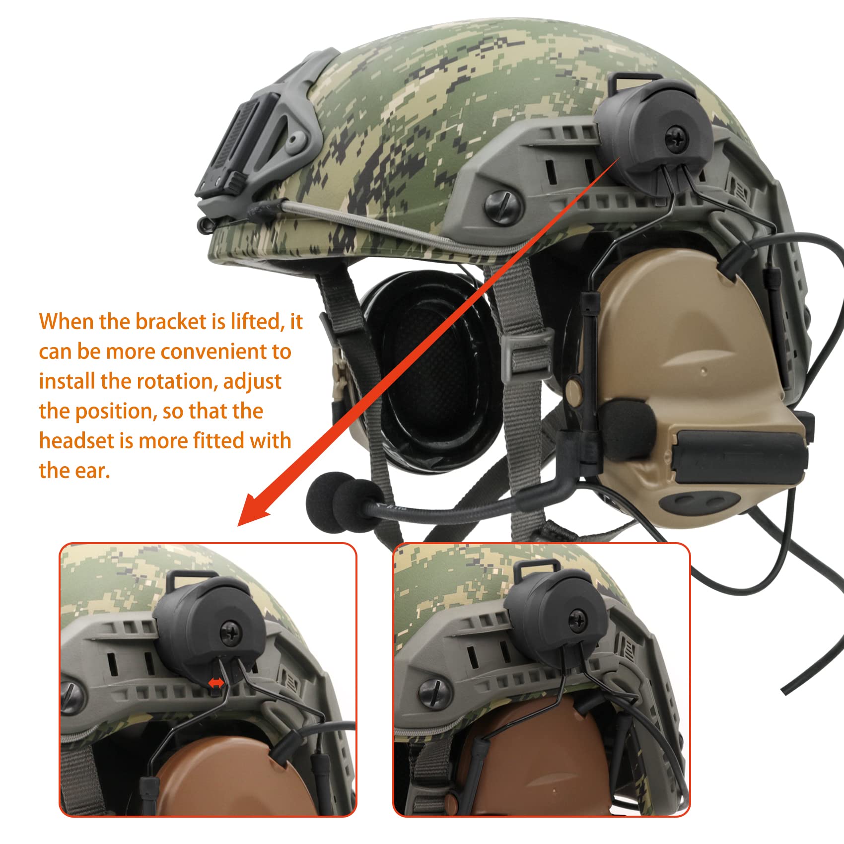 COMTA 2 Tactical Helmet Headset with U94 PTT 2pin Connector - Noise Cancelling Headphones for Airsoft, Hunting & Shooting - Perfect for Military Simulation & Outdoor Sports