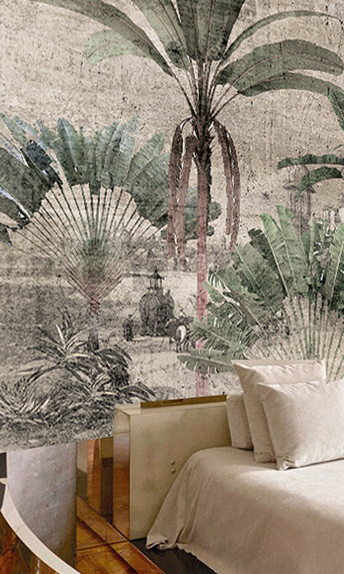 Vintage Old Town Landscape Mural Wallpaper - Colorful European Street Scene Wall Decor (Sample M1185) for Living Room, Bedroom, or Office Accent Wall