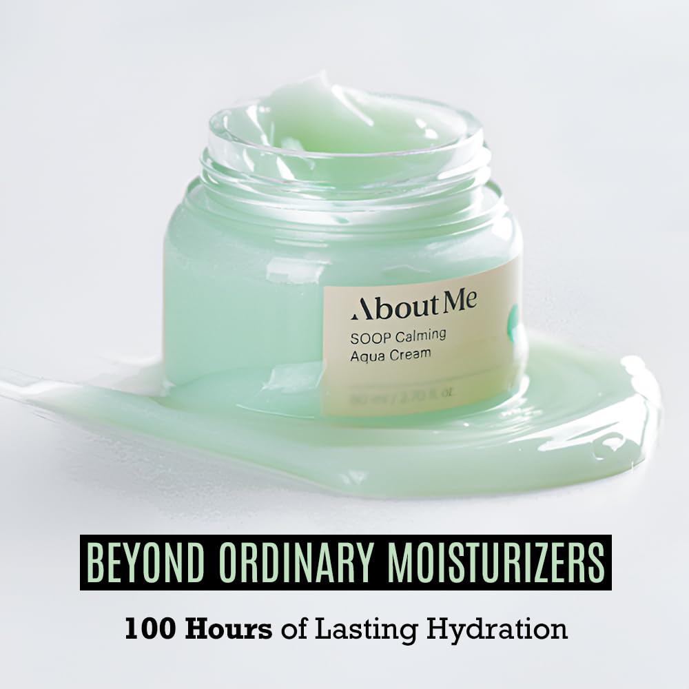 About Me Soop Calming Aqua Cream 80ml - Hydrating Moisturizer for Sensitive Skin | Korean Skincare for Dryness & Redness Relief | Day & Night Face Cream
