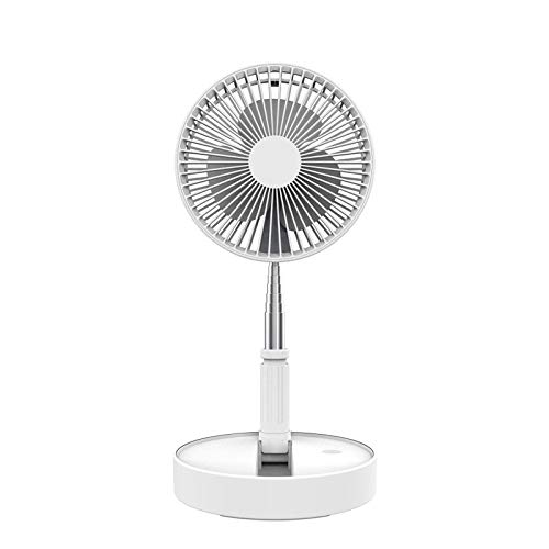 DIWANG Small Desk Fan - Foldable & Telescopic Mini USB Rechargeable Fan for Office, Dorm, Student | Portable Desktop Fan with Strong Airflow (White) - Perfect for Studying, Working & Home Use