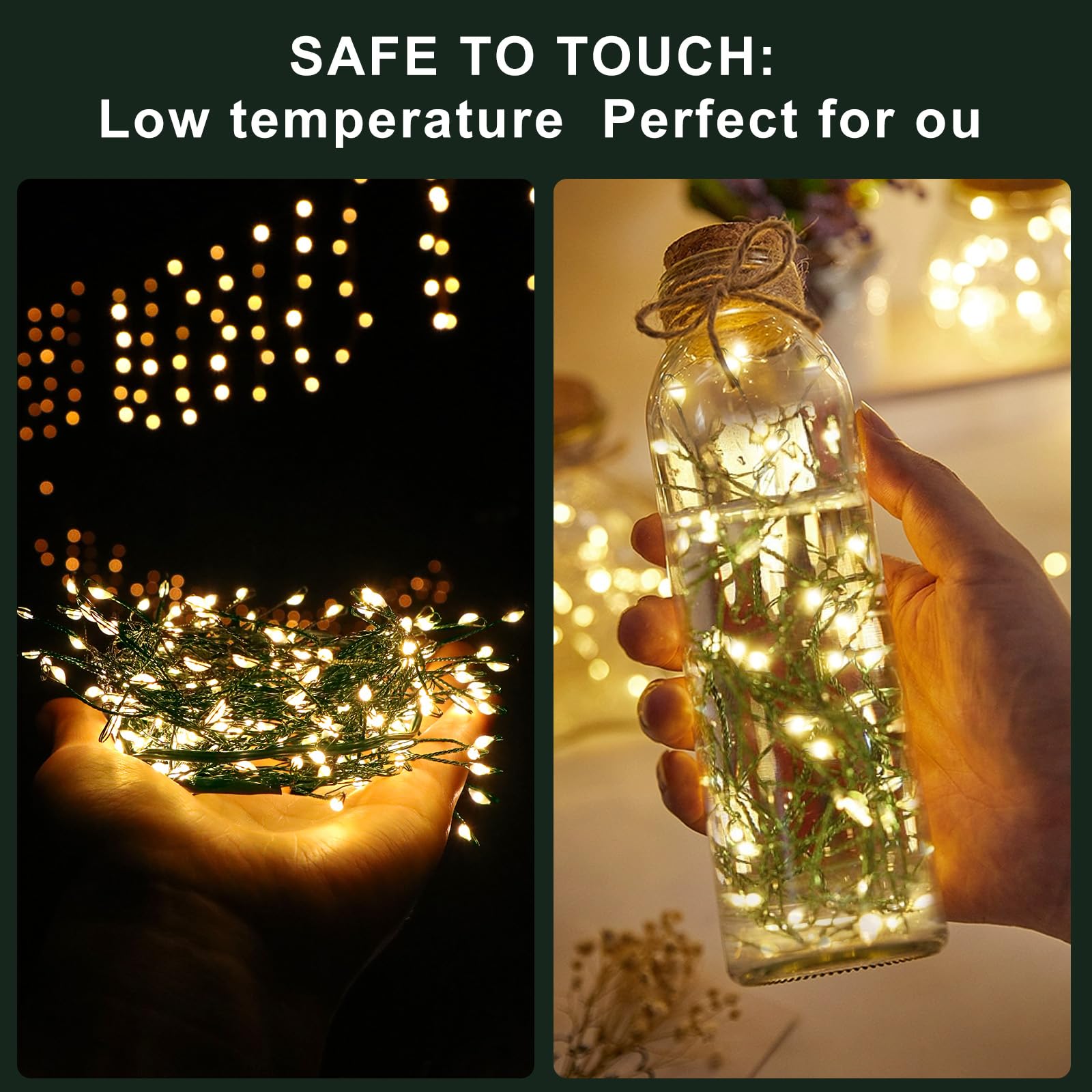 10FT 100 Micro LED Battery Operated Christmas Lights - 8 Modes with Timer, Green Copper Wire Fairy String Lights for Indoor/Outdoor Decor - Christmas Tree, Wreath, Garland, Garden Party (Warm White) - Perfect for Holiday Decorations, Weddings & Home Ambiance