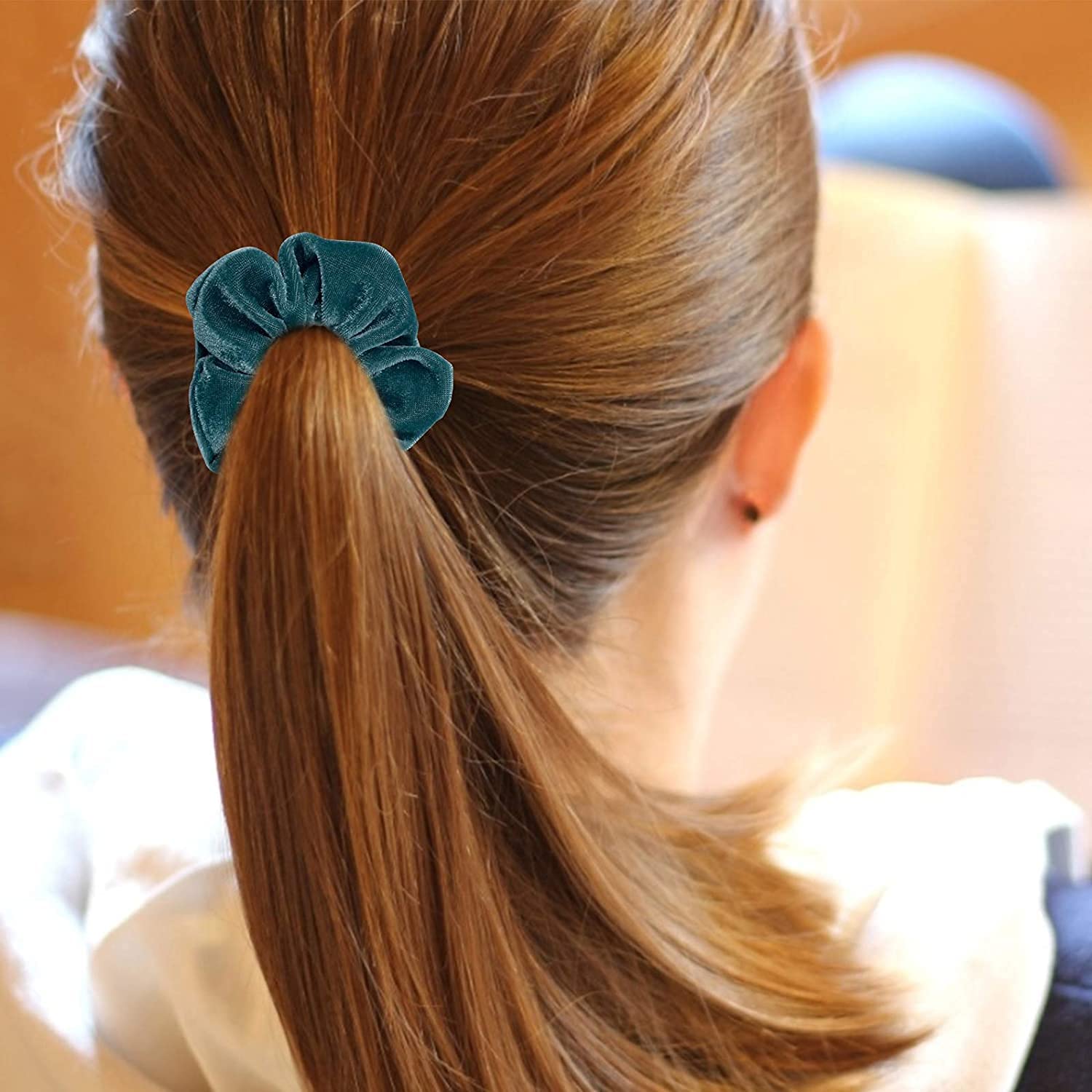 CHIROGRAPHY 8-Pack Velvet Hair Scrunchies - Soft Elastic Hair Ties for Women & Girls (8 Colors) - Perfect for School, Workouts, and Everyday Styling