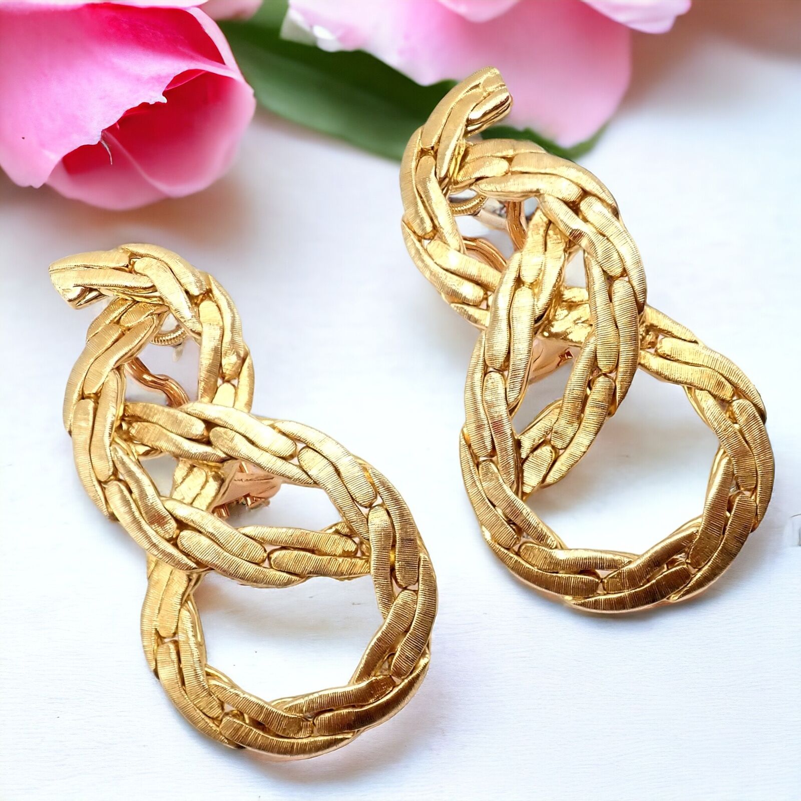 Authentic Vintage Buccellati 18K Yellow Gold Knot Rope Coil Earrings - Luxury Italian Jewelry for Women, Perfect for Weddings, Parties & Special Occasions