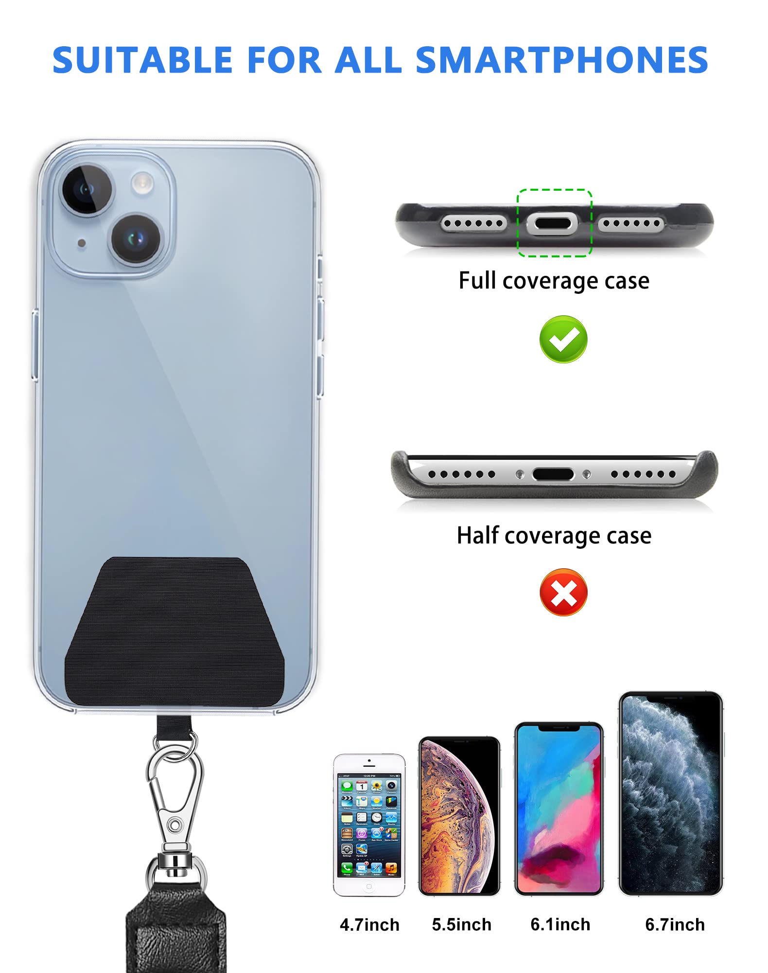 Premium Adjustable Phone Lanyard with 4X Durable Pads - Comfortable Nylon Crossbody Neck Strap for iPhone, Samsung & Most Smartphones - Perfect for Travel, Work, Gym & Outdoor Activities