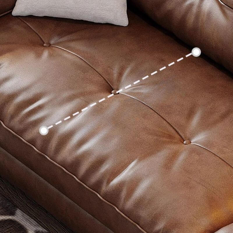Minimalist Waterproof Auburn Leather Floor Sofa - 3/4 Seater Modern Sectional Couch for Living Room, Lounge & Small Spaces