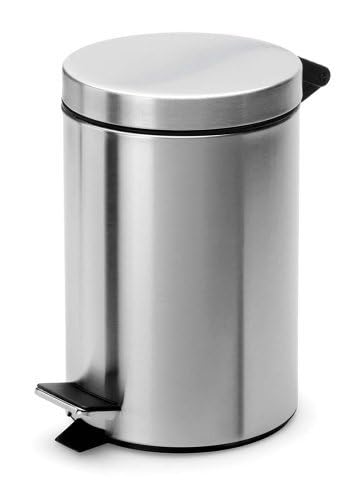 Rocky Mountain Goods 1.85 Gallon Small Step Trash Can - Stainless Steel Foot Pedal Garbage Bin with Removable Pail & Handle - Heavy Duty Metal Wastebasket for Bathroom, Bedroom, Office - Perfect for Discreet Disposal in Home & Workspaces