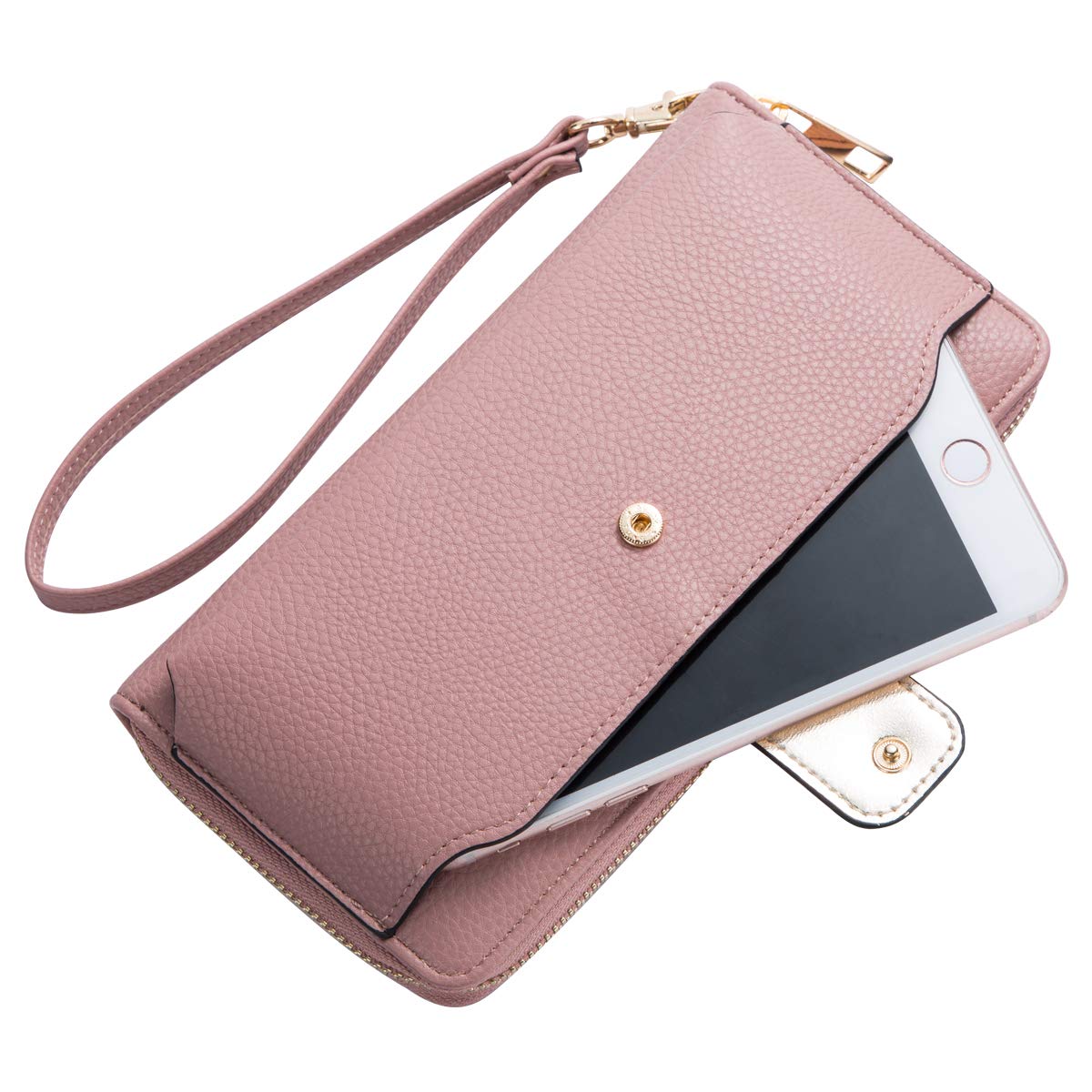 Women's Wristlet Wallet with Phone Holder - Zip Around Crossbody Handbag for iPhone & Cards - Perfect for Shopping, Travel & Everyday Use