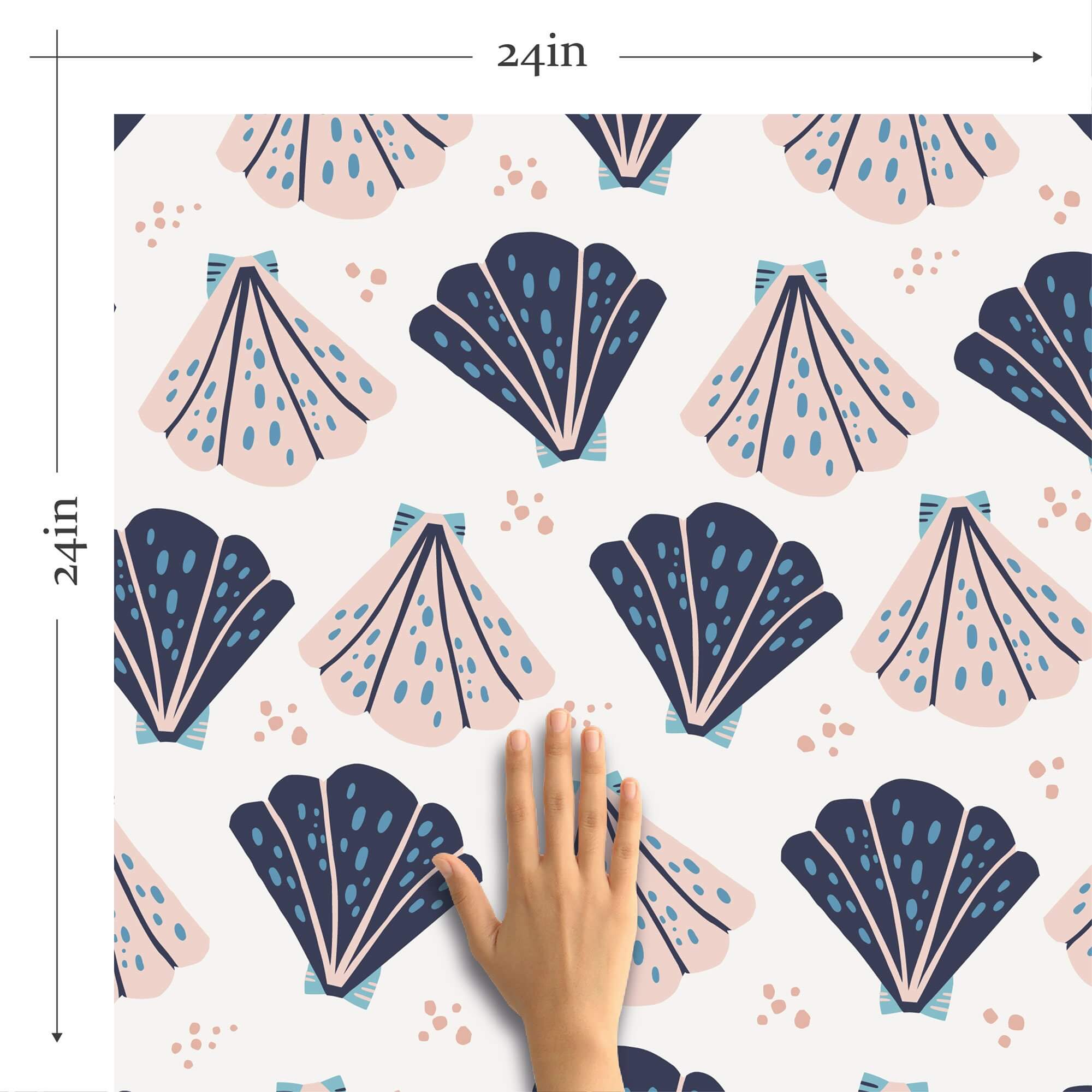 Pink and Purple Seashell Themed Peel and Stick Removable Wallpaper - Self-Adhesive Decorative Wall Covering for Bedroom, Nursery, Bathroom, and Living Room