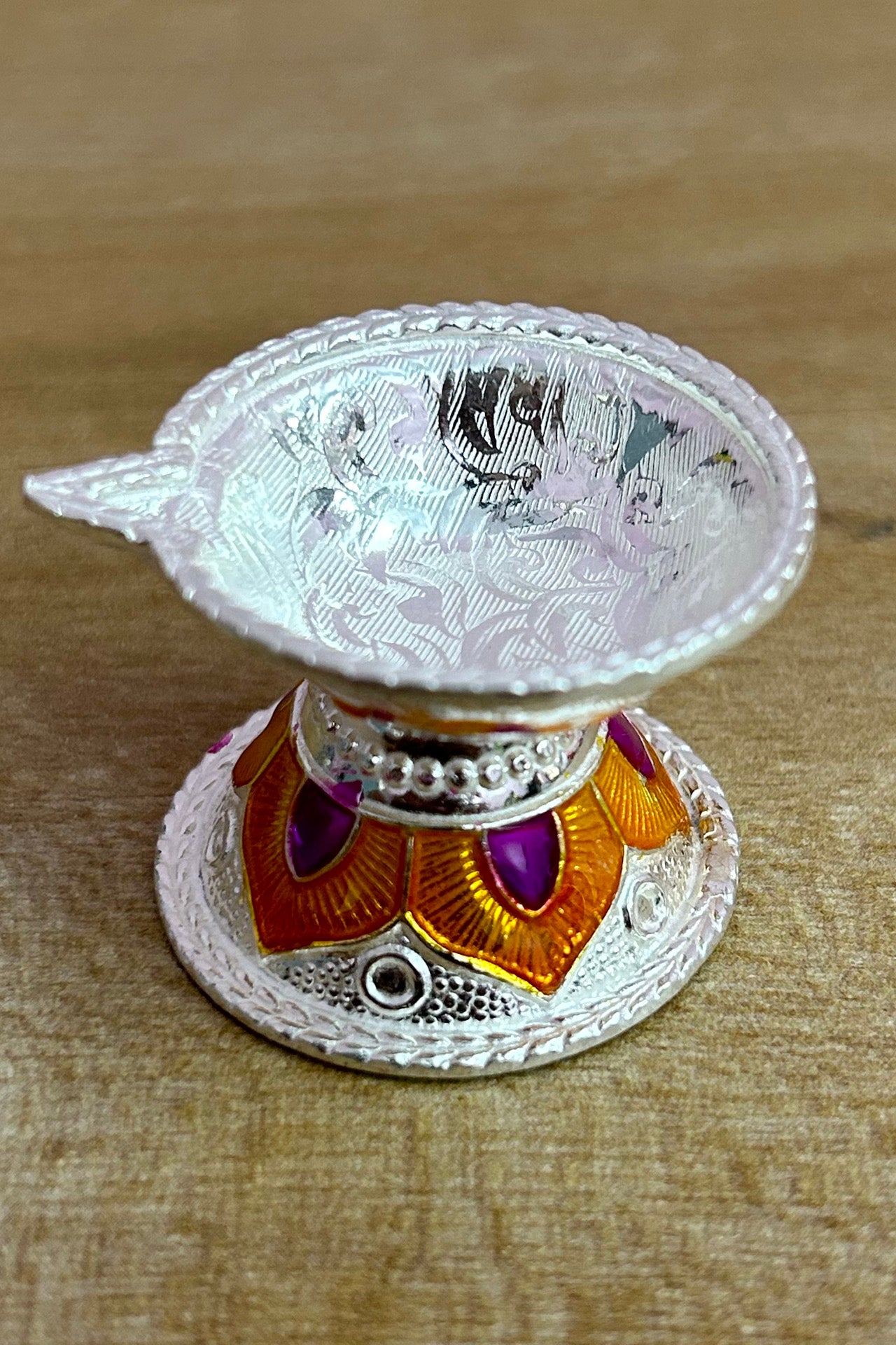 925 Sterling Silver Designer Diya Lamp - Elegant Indian Tea Light Holder for Home Decor, Puja, Wedding & Festival Celebrations (Design 78)