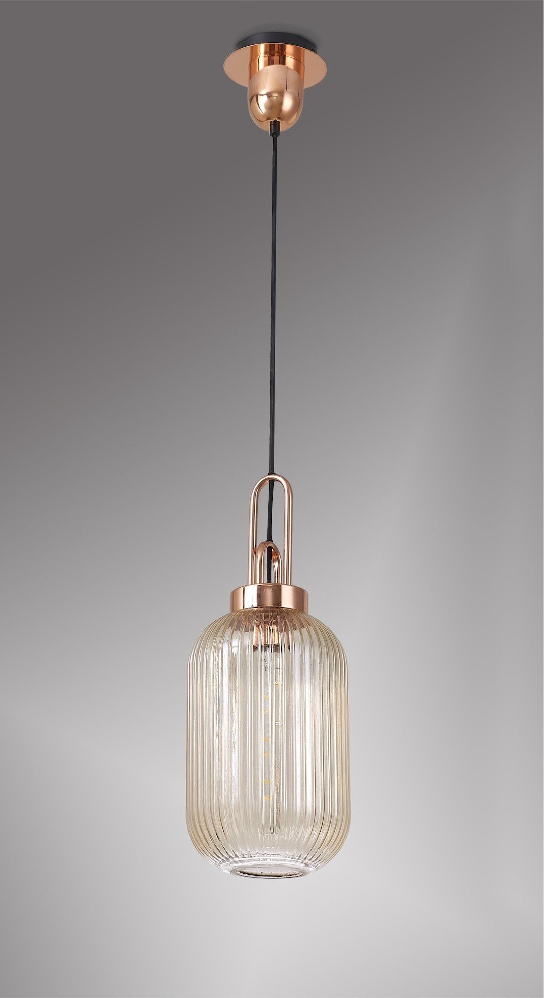 Stylish Cadiz 1-Light Pendant Light with 20cm Tubular Ribbed Glass Shade - E27 Socket, IP20 Rated, Multiple Color Options - Perfect for Kitchen Island, Dining Room, or Entryway Lighting