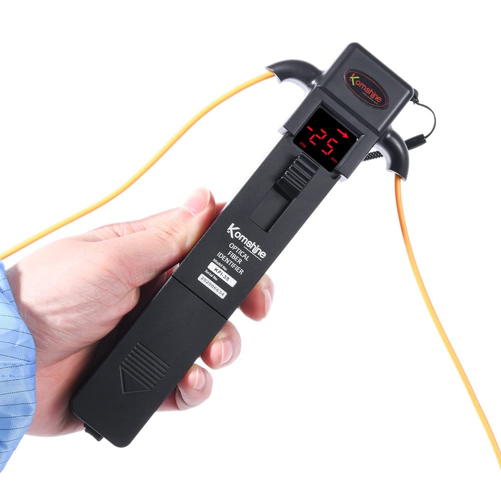 Komshine 800-1700nm Fiber Optic Cable Tester with 4 Adaptors & Easy-Change Chucks - Optical Traffic Detector & Identifier (KFI-35) - Perfect for Network Installation, Maintenance & Telecom Engineering
