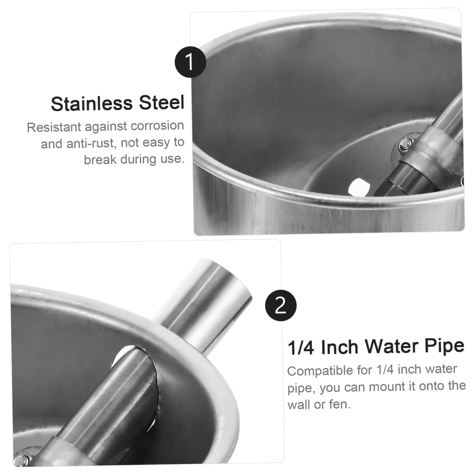 BESPORTBLE 2-Pack Stainless Steel Automatic Water Fountain for Pigs & Pets - Durable Outdoor Drinking Bowl for Farm Animals, Livestock, and Household Pets - Perfect for Barns, Coops, and Backyards