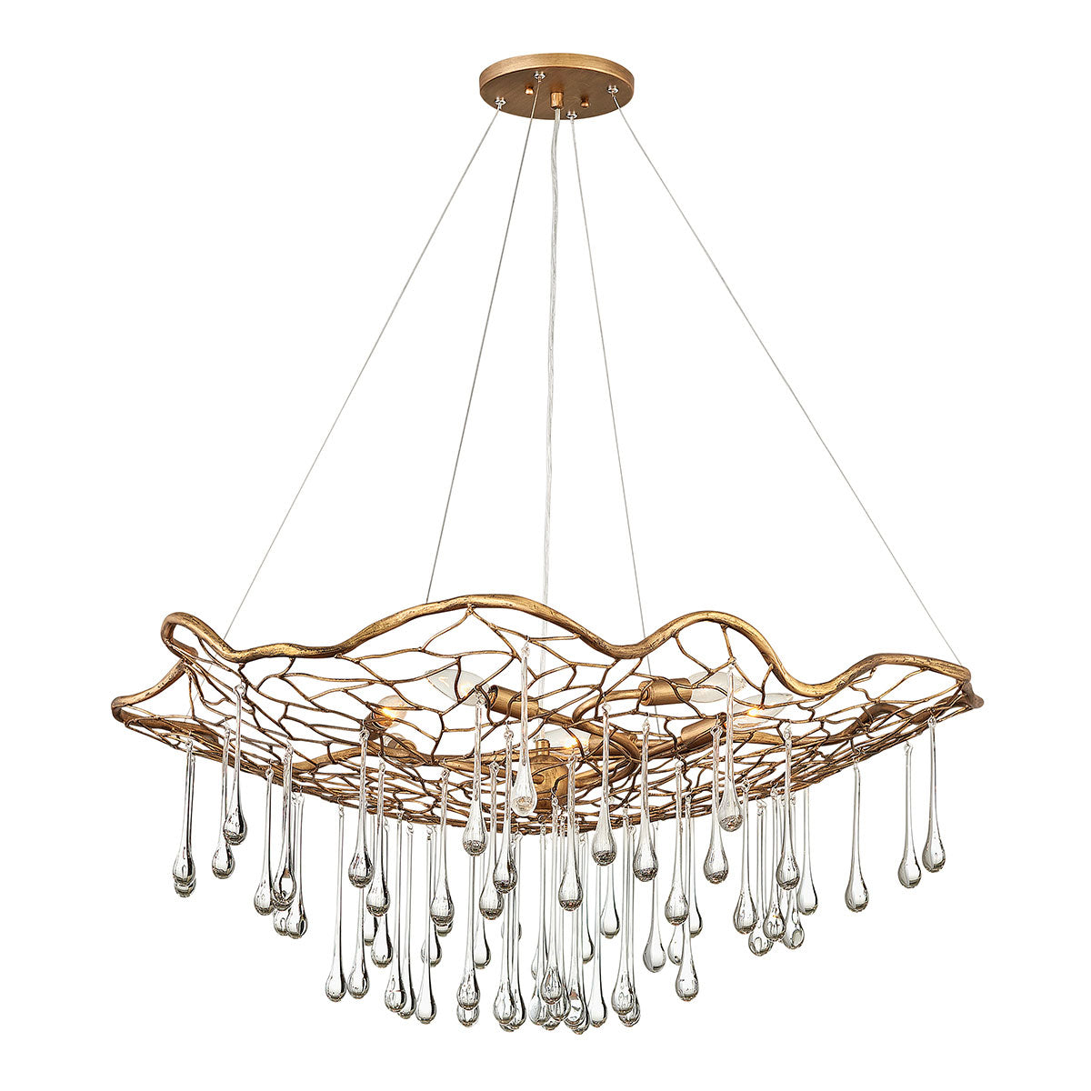 Anette 4/6/8Lt Crystal Pendant Light Fixture in Brushed Gold - Elegant Dining Room & Living Room Chandelier Lighting