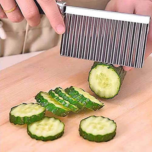 Stainless Steel Potato Wavy Edged Knife - Professional Kitchen Tool for Slicing, Dicing & Garnishing Vegetables & Fruits