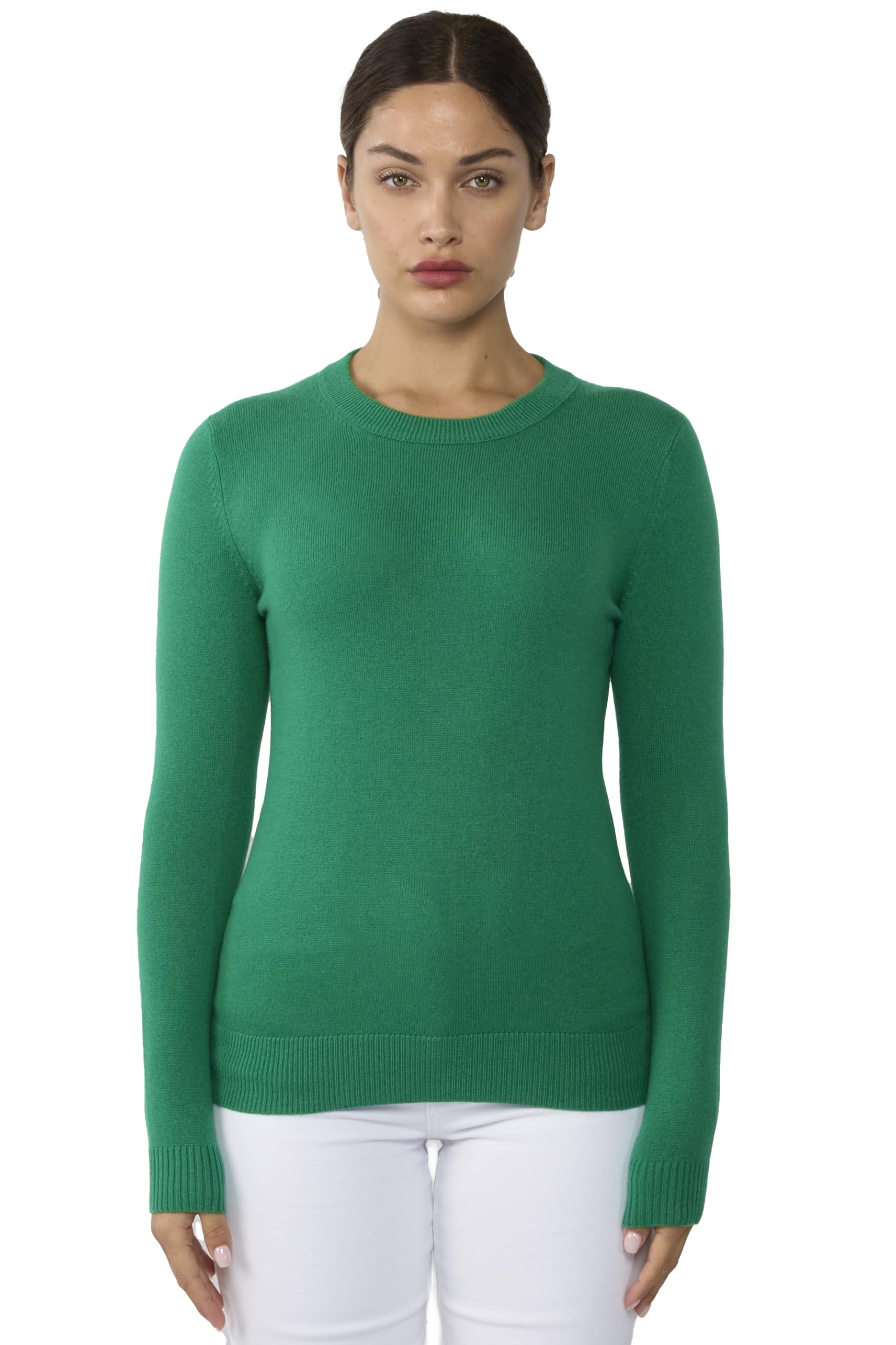 JENNIE LIU Women's 100% Pure Cashmere Sweater - Soft Long Sleeve Crewneck Pullover for Winter, Fall & Spring | Office Wear, Casual Outfits & Holiday Gift