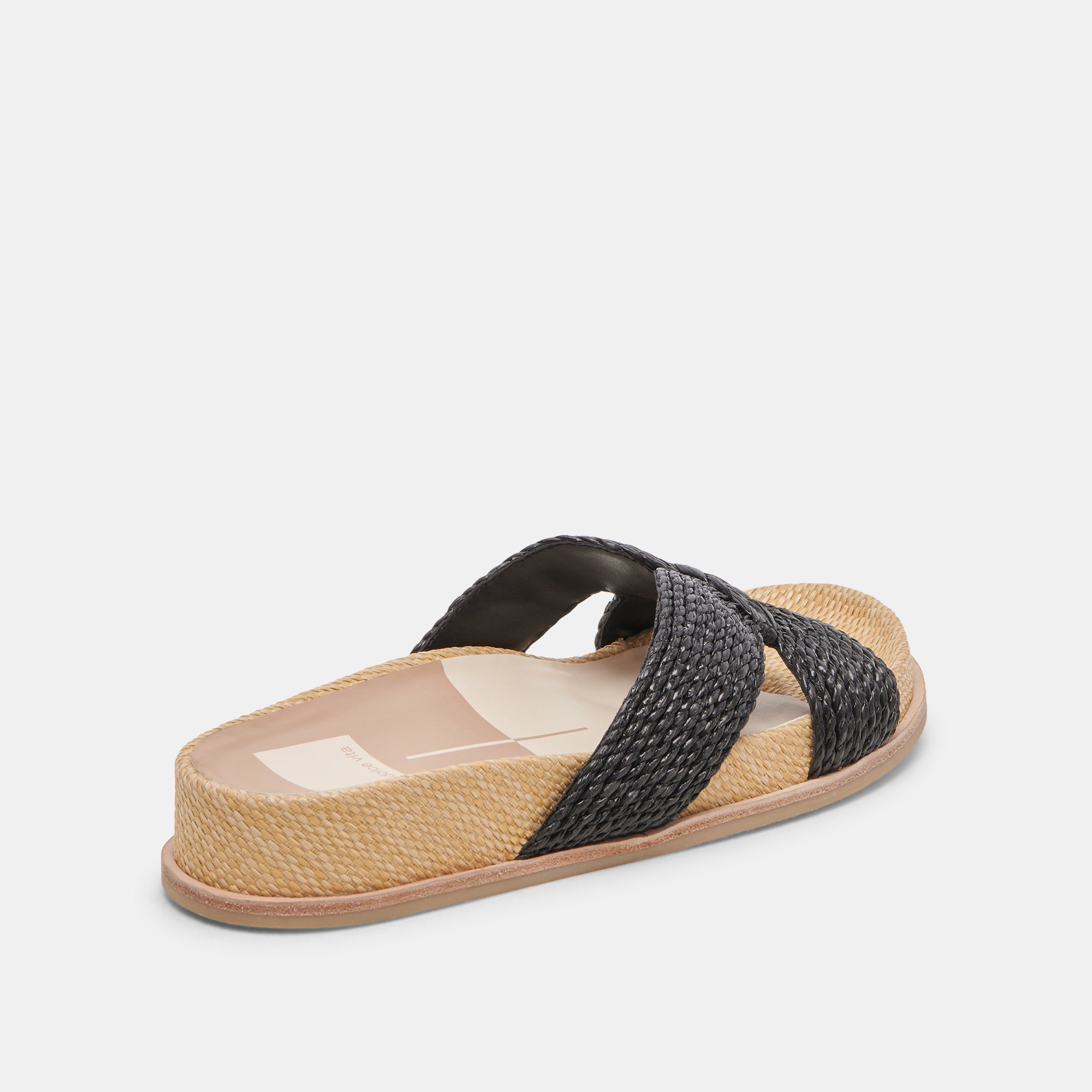 SELDA Wide Comfortable Sandals for Women - Onyx Black Raffia Beach Sandals | Perfect for Summer, Vacation, and Casual Outings