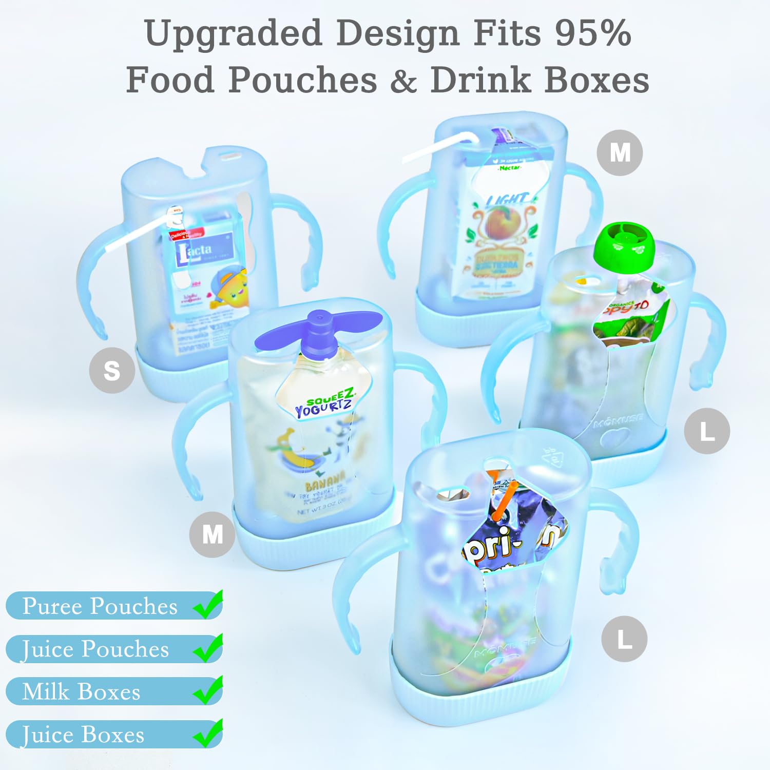 **MOMUSE Dual-Lid Squeeze Pouch Holder for Baby Food & Drink Pouches – Large Capacity, Anti-Spill Design – Perfect for Self-Feeding, Travel & On-the-Go Meals – Lightweight & Mess-Free**