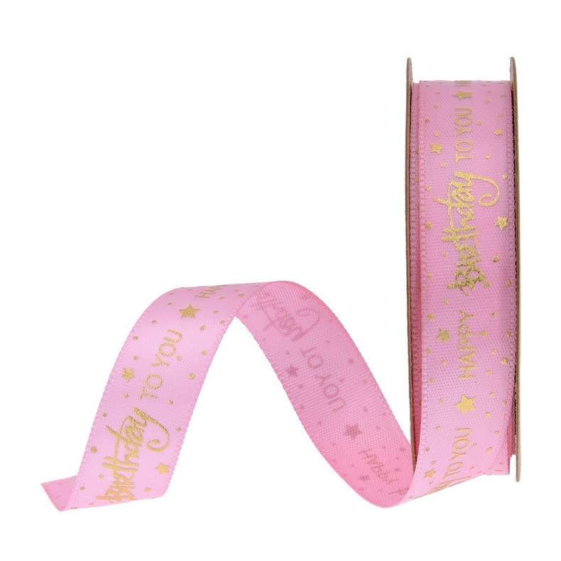 20 Yards Happy Birthday Printed Ribbon - Polyester Decorative Ribbon for Cake Decorating, Gift Wrapping, DIY Crafts, Party Supplies | Perfect for Birthday Cakes, Presents, and Celebration Decorations