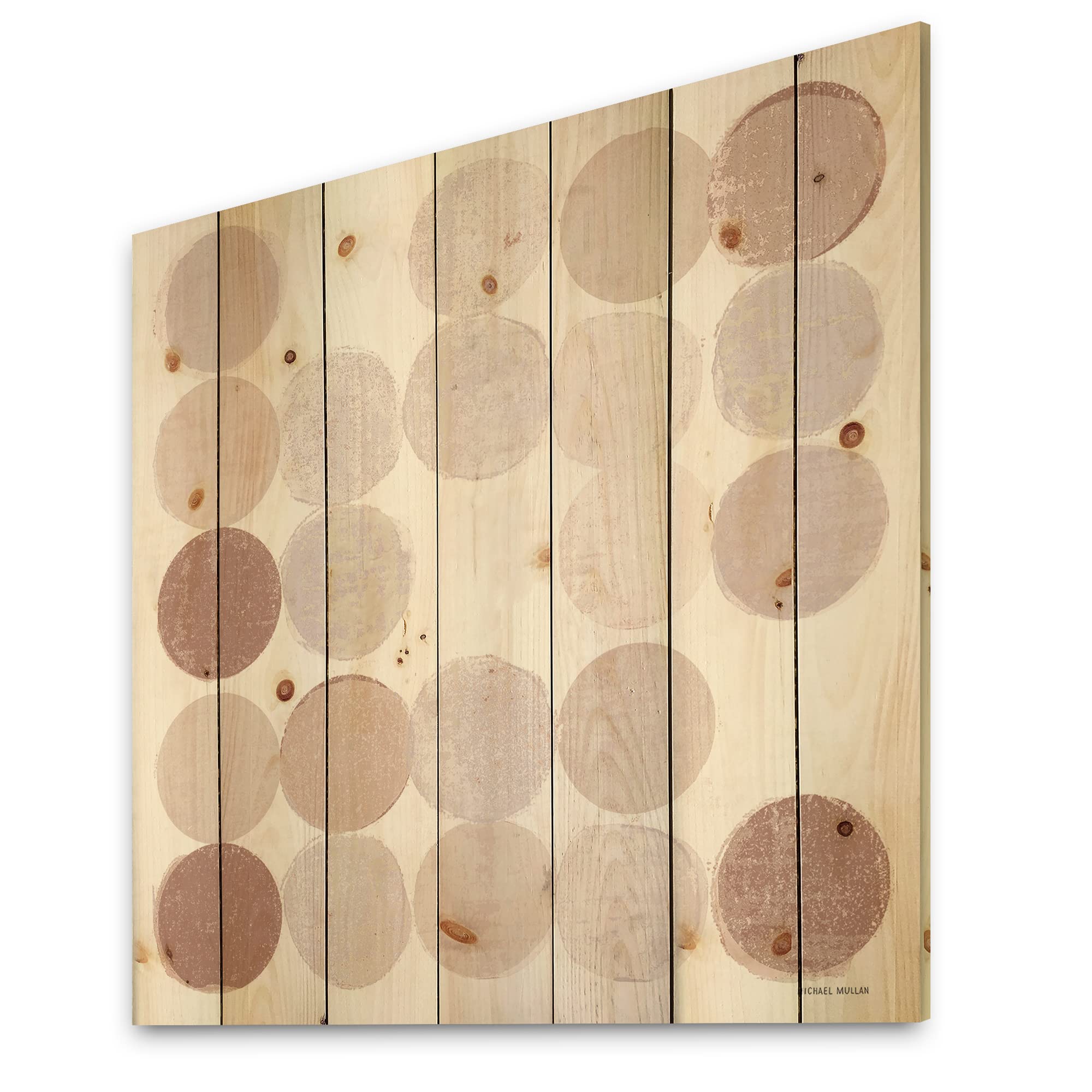 Geometric Dots Pink Wood Wall Art - Large Abstract Pine Wood Panel Decor for Living Room, Bedroom & Office | Traditional Beige Wall Hanging