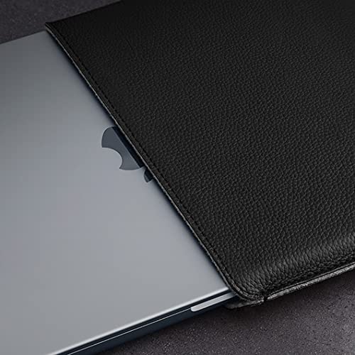 Premium Genuine Leather Sleeve Case for 13-inch MacBook Pro & 13.6-inch MacBook Air - Protective Black Laptop Cover - Perfect for Office, Travel & Business Professionals