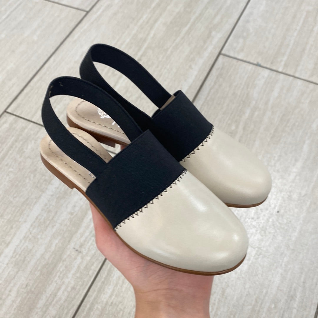 Spain+Co Black and Cream Elastic Mule Slippers - Comfortable House Shoes for Women - Perfect for Indoor, Lounge & Relaxation at Home