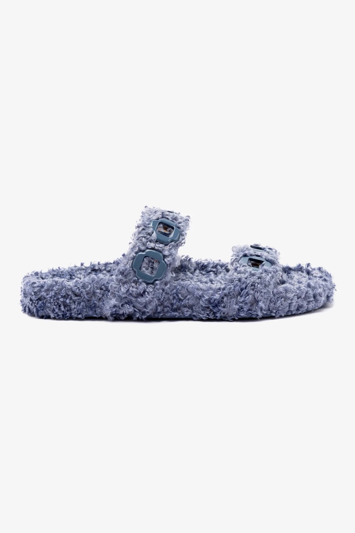 Luxury Milan Slide Slippers in Blue Faux Fur - Cozy House Shoes for Women, Perfect for Indoor Comfort, Lounging & Relaxation at Home