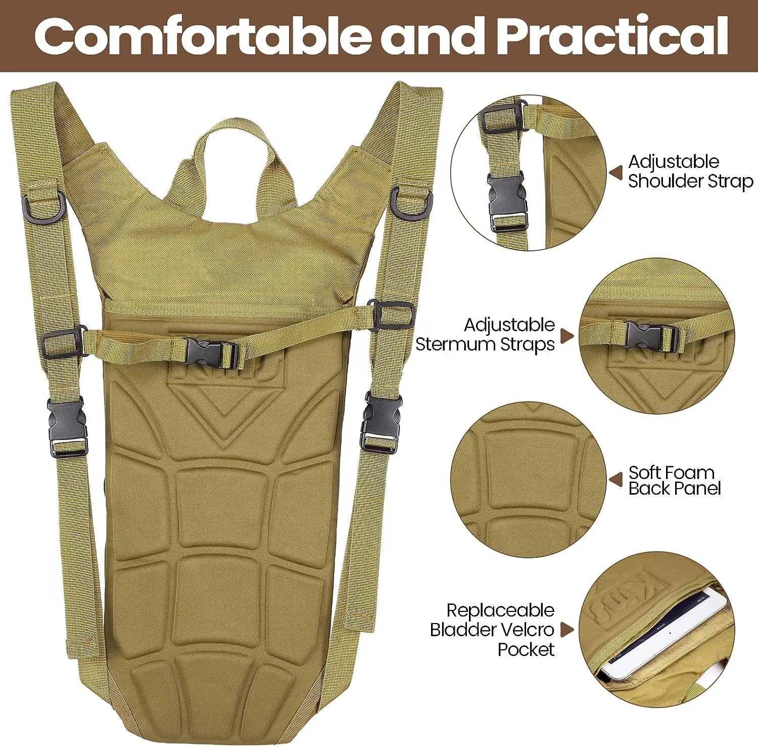 Tactical Hydration Backpack with 3L Water Bladder - Lightweight Military Rucksack for Hiking, Biking, Running, Climbing & Outdoor Adventures - Perfect for Camping, Travel and Sports Hydration