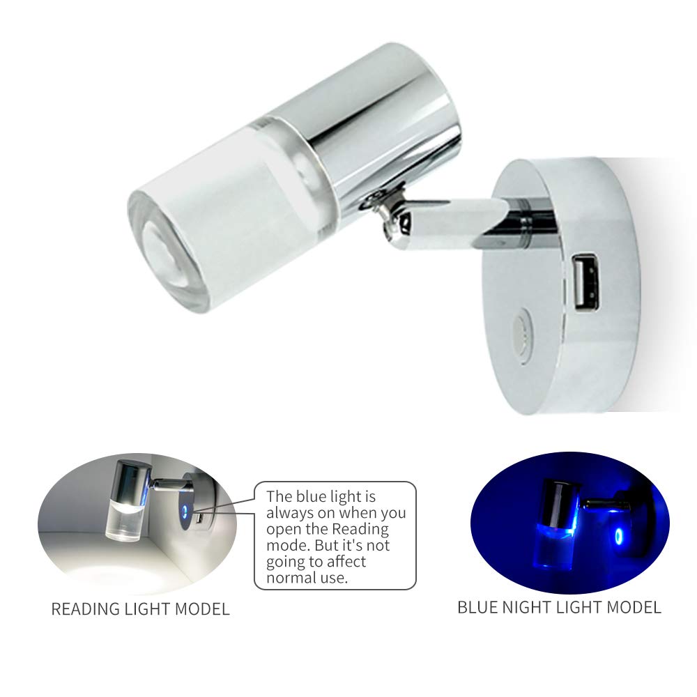 THALASSA 12V LED Boat Reading Light with USB Port - RV Marine Wall Sconce for Motorhome, Trailer, Camper & Caravan Interior Lighting | Perfect for Nighttime Reading & Ambient Lighting