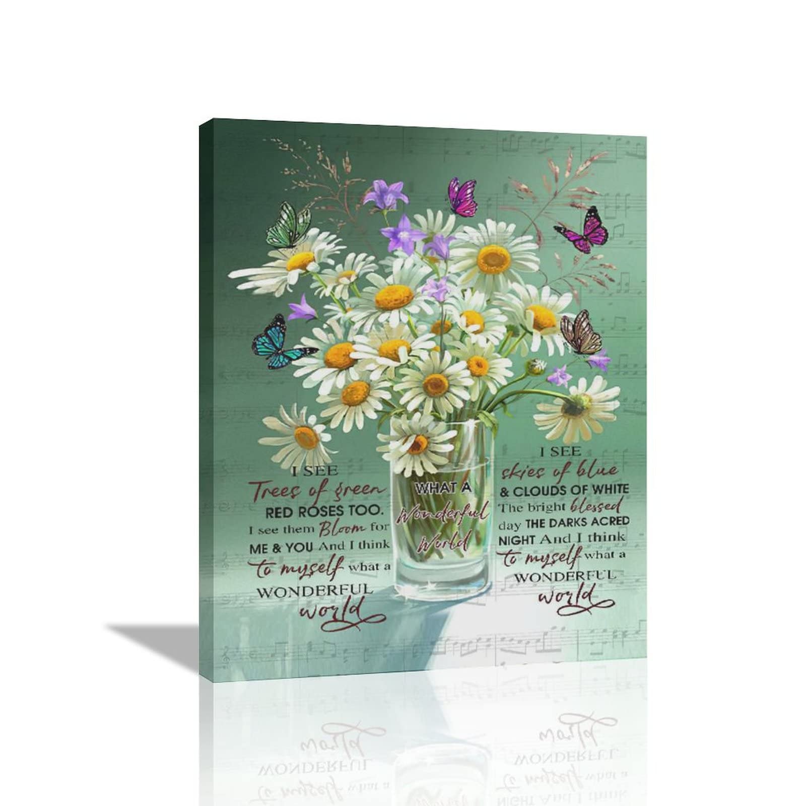 Rustic Daisy Butterfly Bathroom Wall Art - Farmhouse Floral Canvas Painting for Bathroom, Bedroom Decor 16