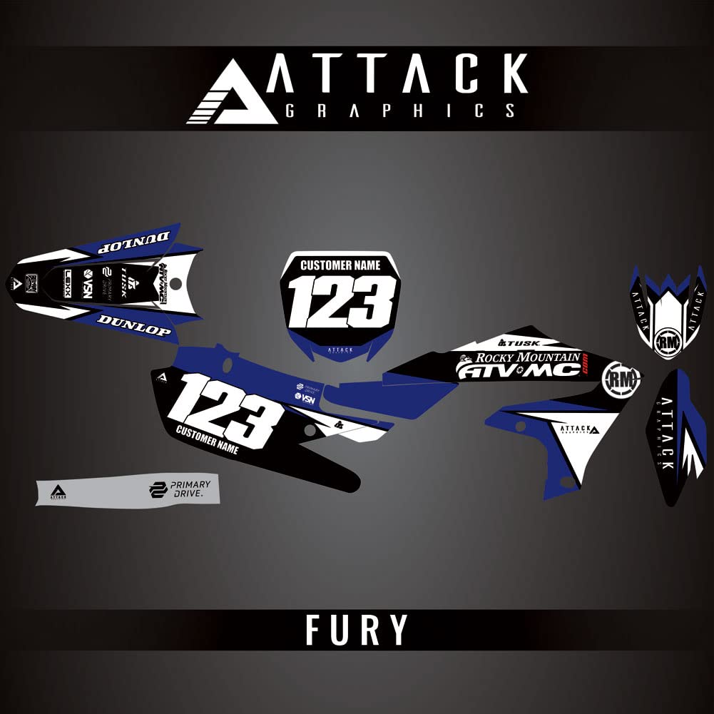 Attack Graphics Custom Fury Complete Bike Graphics Kit for Yamaha YZ250F 2019 - Dirt Bike Decals, Motocross Stickers for Off-Road Racing & Trail Riding