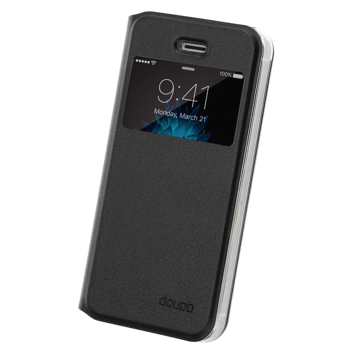 Premium Magnetic Flip Cover for iPhone 5/5S/SE - Book Style Case with Viewing Window, Screen Protector & Stand Function | Perfect for Work, Travel & Daily Protection (Black)