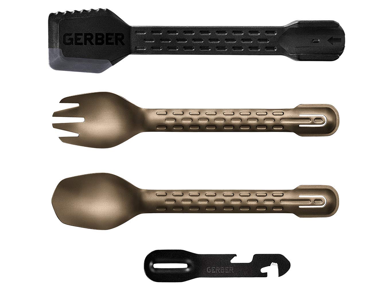 Gerber Gear ComplEAT Camping Utensils Set - 5-Piece Outdoor Cooking Kit with Fork, Spoon, Tongs, Spatula & Multi-Tool in Burnt Bronze - Perfect for Camping, Hiking, Picnics & Backpacking Adventures