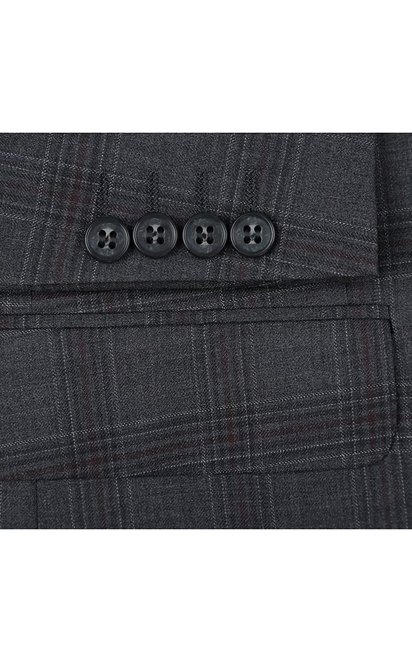 100% Wool Men's Dress Suit 2-Piece Set - Regular Fit 2-Button Business Attire in Dark Gray | Perfect for Office Wear, Weddings & Formal Events