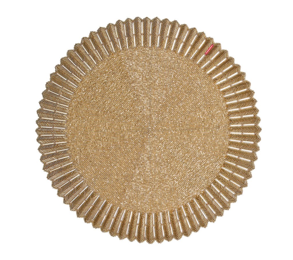 Elegant Champagne Etoile Placemat Set of 2 - Premium Table Mats for Dining & Entertaining - Perfect for Weddings, Dinner Parties & Home Decor
