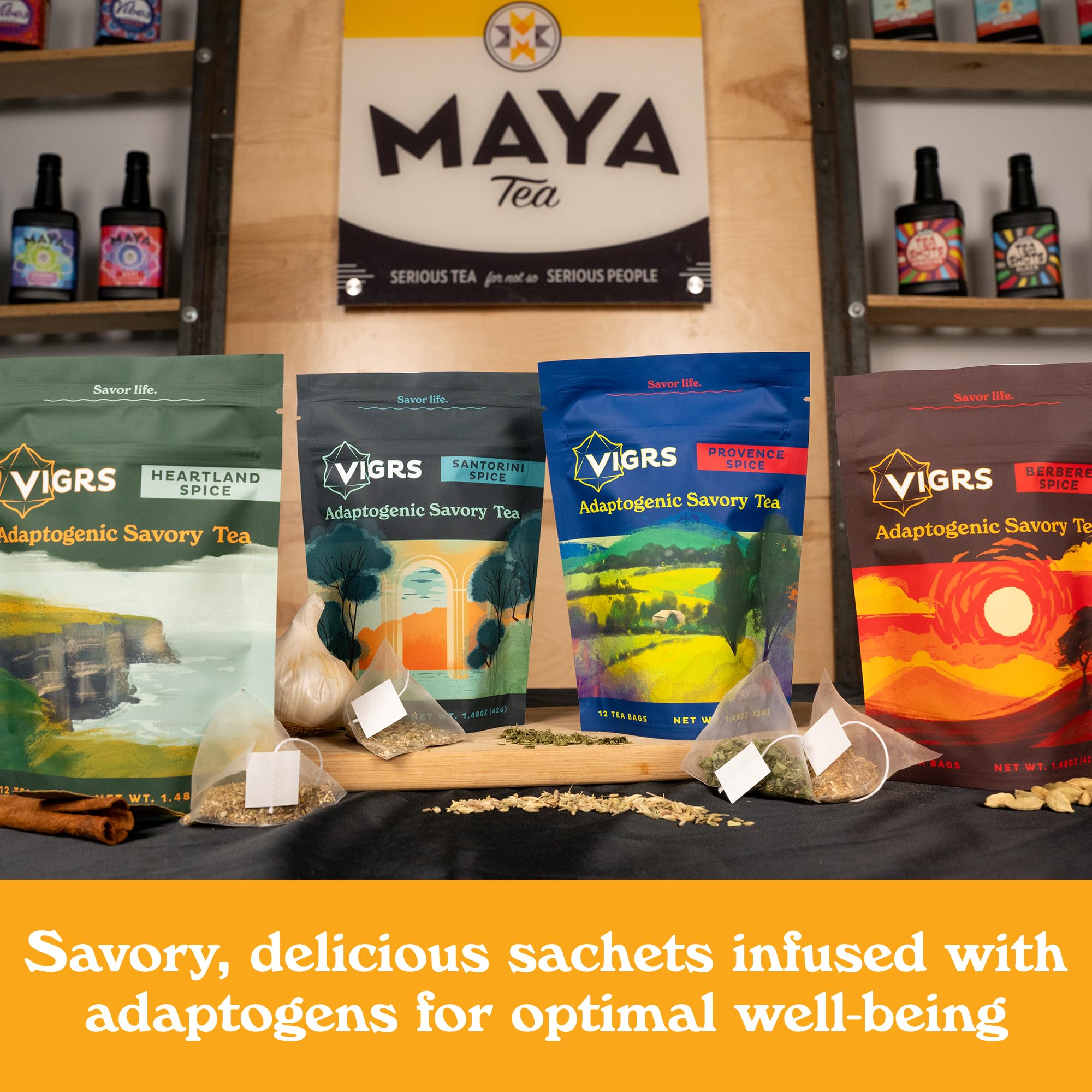 Vigrs Adaptogenic Herbal Sipping Broth Sachets - Berbere Spiced Indian Flavor, Vegan, Keto, Gluten Free, 12 Pack | Perfect for Intermittent Fasting, Wellness Rituals & Savory Tea Time
