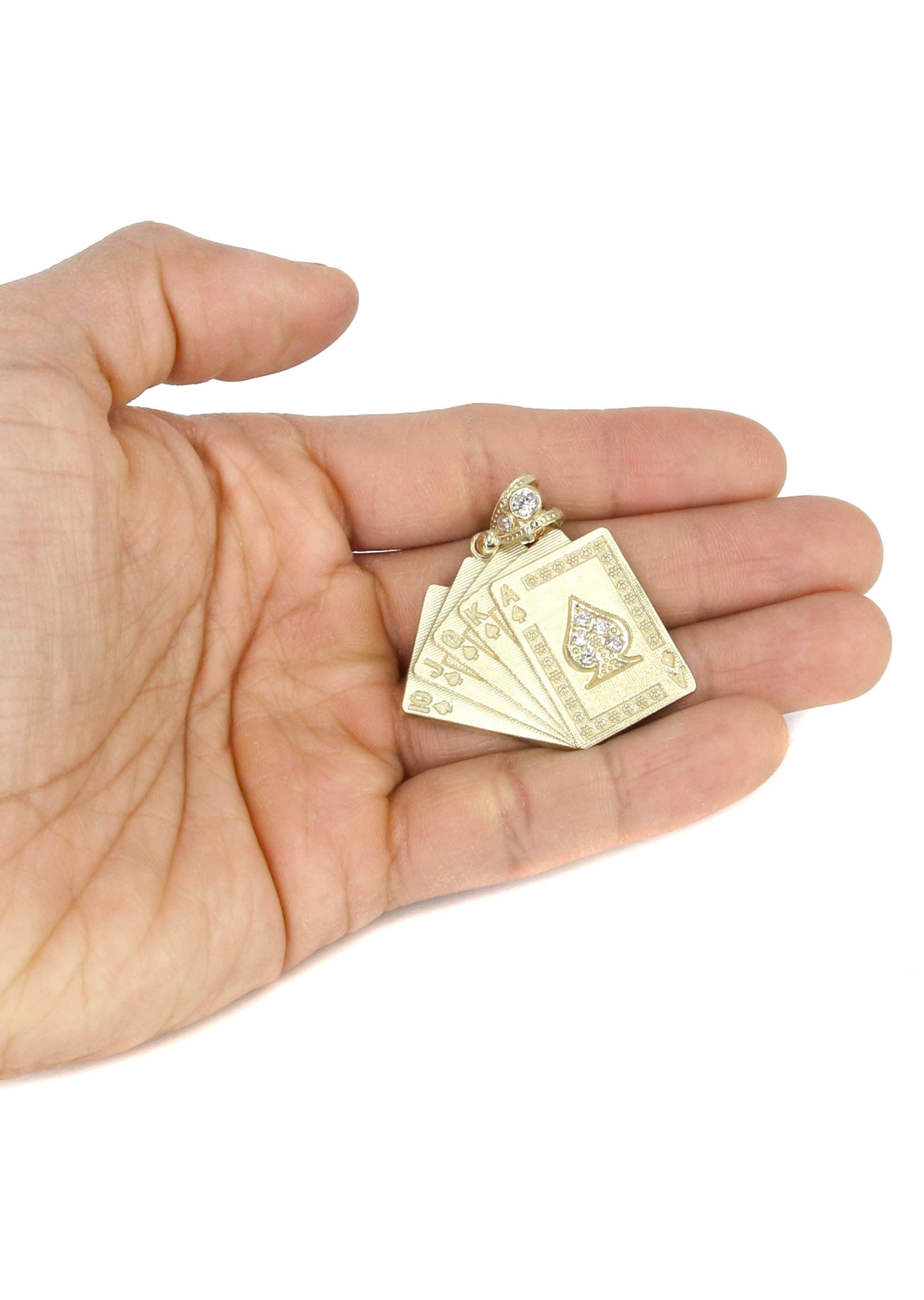 10K Yellow Gold Playing Cards Necklace - 17.3 Grams Solid Gold Poker Jewelry for Women - Perfect for Casino Nights, Poker Parties & Gift Giving