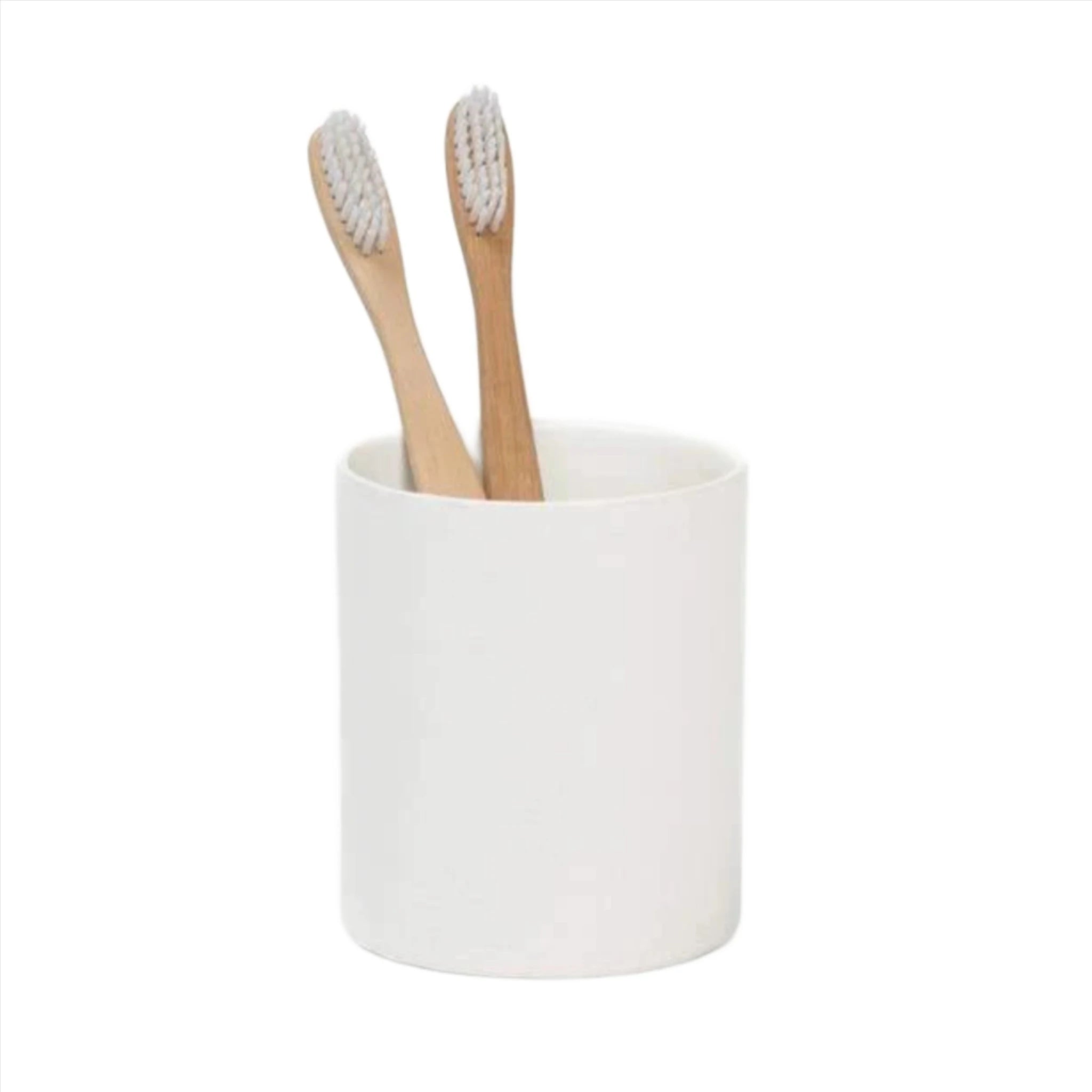Cordoba White Ceramic Toothbrush Holder - Modern Bathroom Organizer for Toothbrushes & Dental Care Essentials | Perfect for Bathroom Countertop, Sink, or Vanity Storage