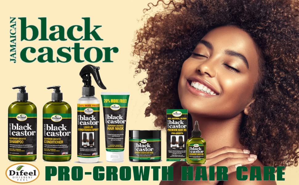 Difeel Jamaican Black Castor Oil Shampoo & Conditioner Set for Hair Growth - Sulfate Free, Paraben Free, 33.8oz Each - Gift Box for Dry, Damaged, Thinning & Frizzy Hair - Perfect for Daily Hair Care & Scalp Nourishment