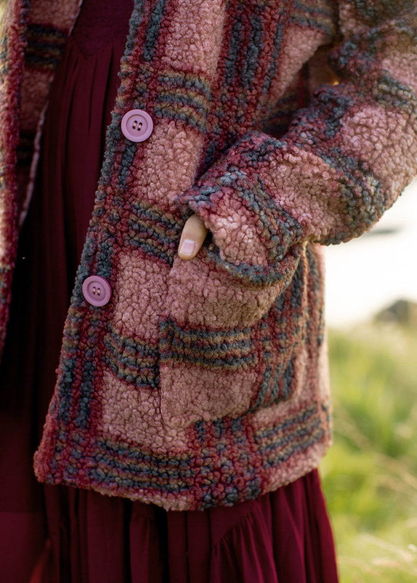Gertrude Coat Women's Rose Plaid Wool Blend Winter Jacket - Warm & Stylish Outerwear for Fall, Winter & Holiday Season