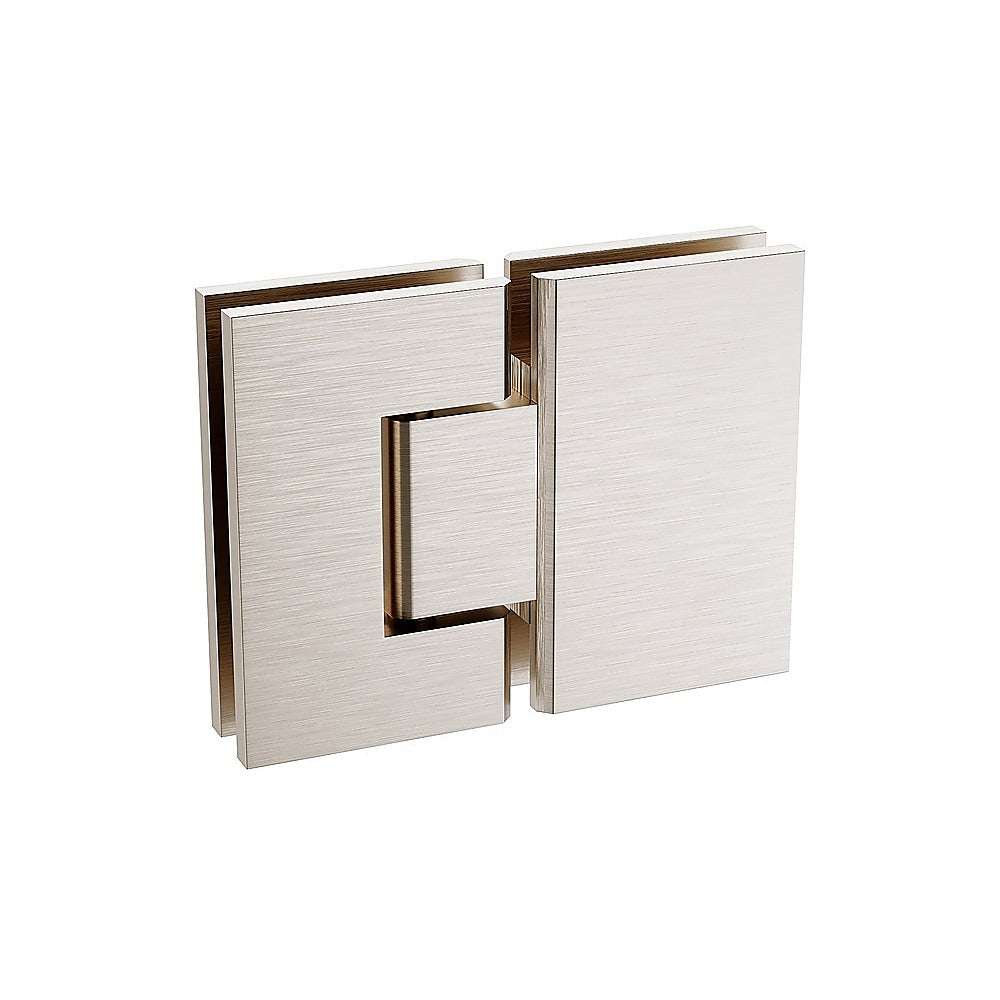 180 Degree Stainless Steel Glass-to-Glass Shower Door Hinge in Nickel Finish - Heavy Duty Bathroom Hardware for Frameless Shower Enclosures & Modern Bathroom Designs