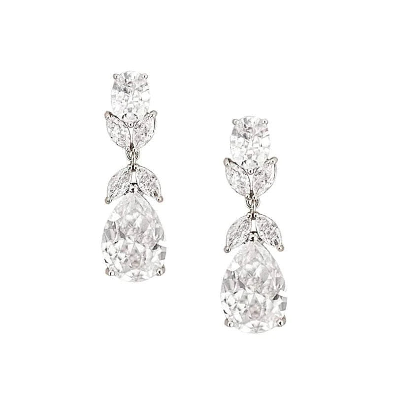 Crystal Starlet Earrings for Women - Rose Gold or Silver Bridal Jewelry - Elegant Wedding & Party Earrings - Perfect for Brides, Prom, Anniversary Gifts (7196, 7437)