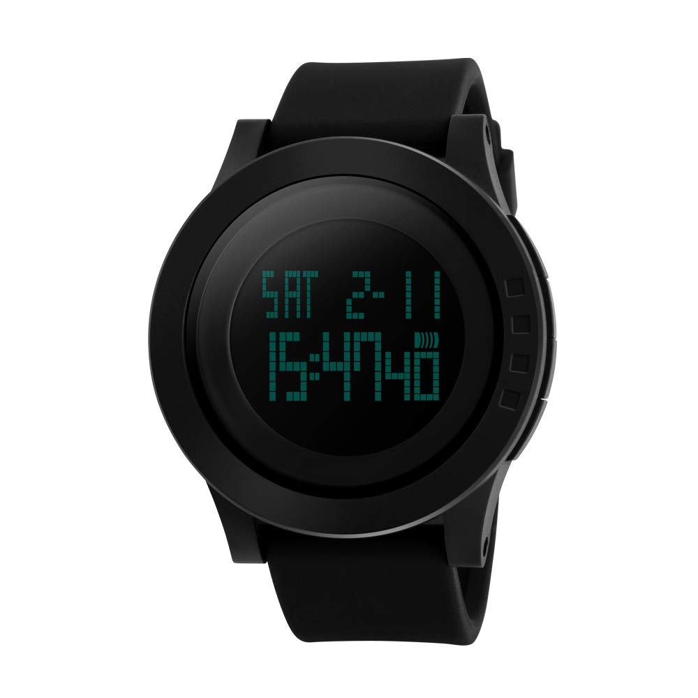 TONSHEN Unisex Digital Sports Watch - 50M Waterproof Military Watch with Stopwatch, Countdown & Alarm - Durable Plastic Case & Rubber Band for Outdoor Activities, Running, Hiking & Swimming