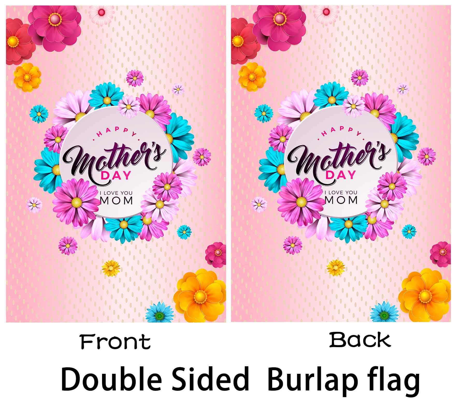 Happy Mother's Day Burlap Garden Flag - Double Sided Outdoor Decoration 28x40 Inch with 2 Grommets | Perfect for Yard, Porch & Spring Home Decor