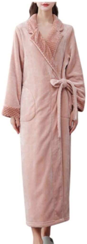 Zheshitech Women's Fleece Pajama Set - Soft Coral Velvet Bathrobe with Long Sleeves & Belt - Warm Winter Nightgown & Flannel Robe for Home Lounge, Sleepwear & Spa Relaxation (Size Small)