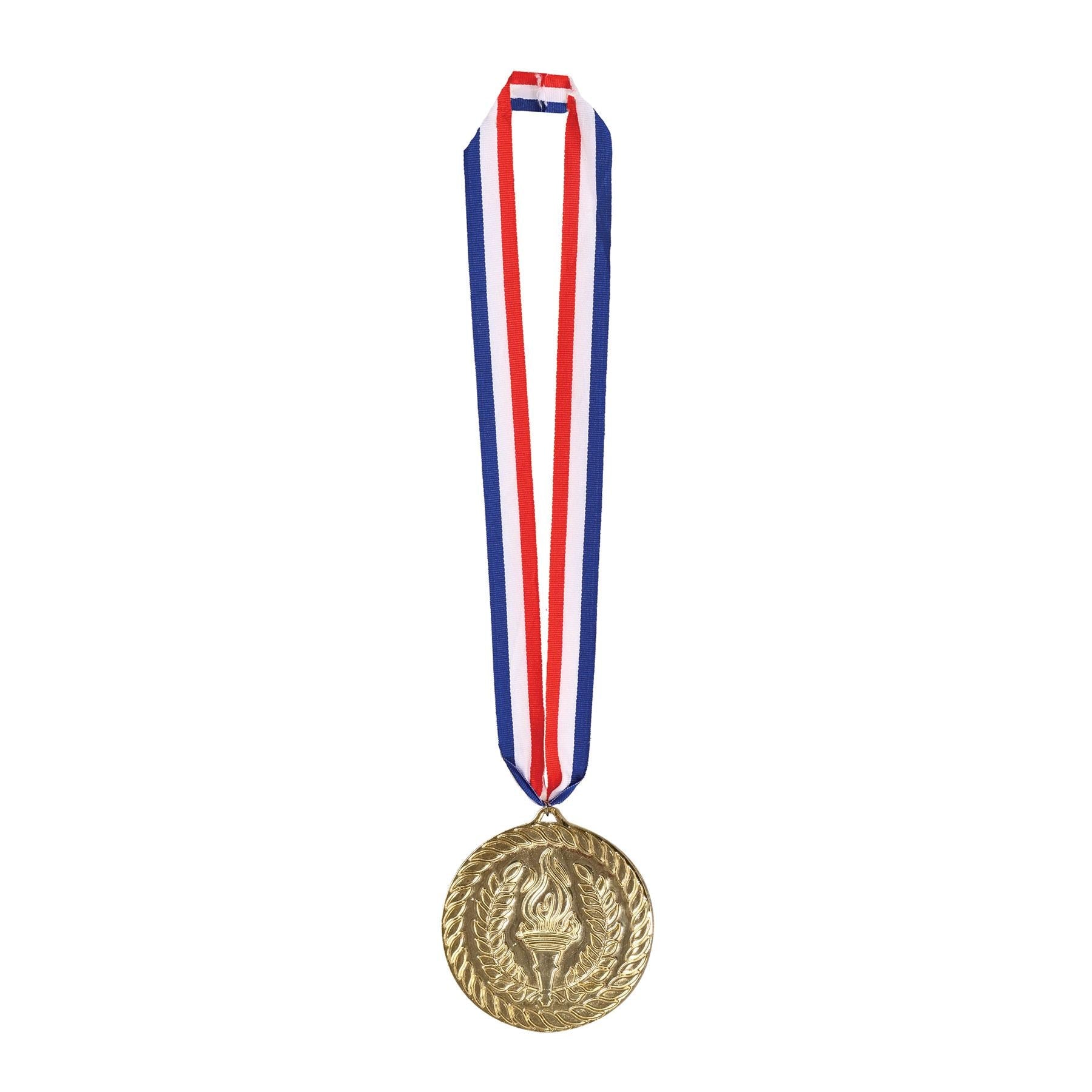 12 Pack Beistle Gold Medal with Ribbon (4 Inch) - Bulk Awards for Sports, School, and Party Events - Perfect for Trophies, Competitions, and Recognition Ceremonies