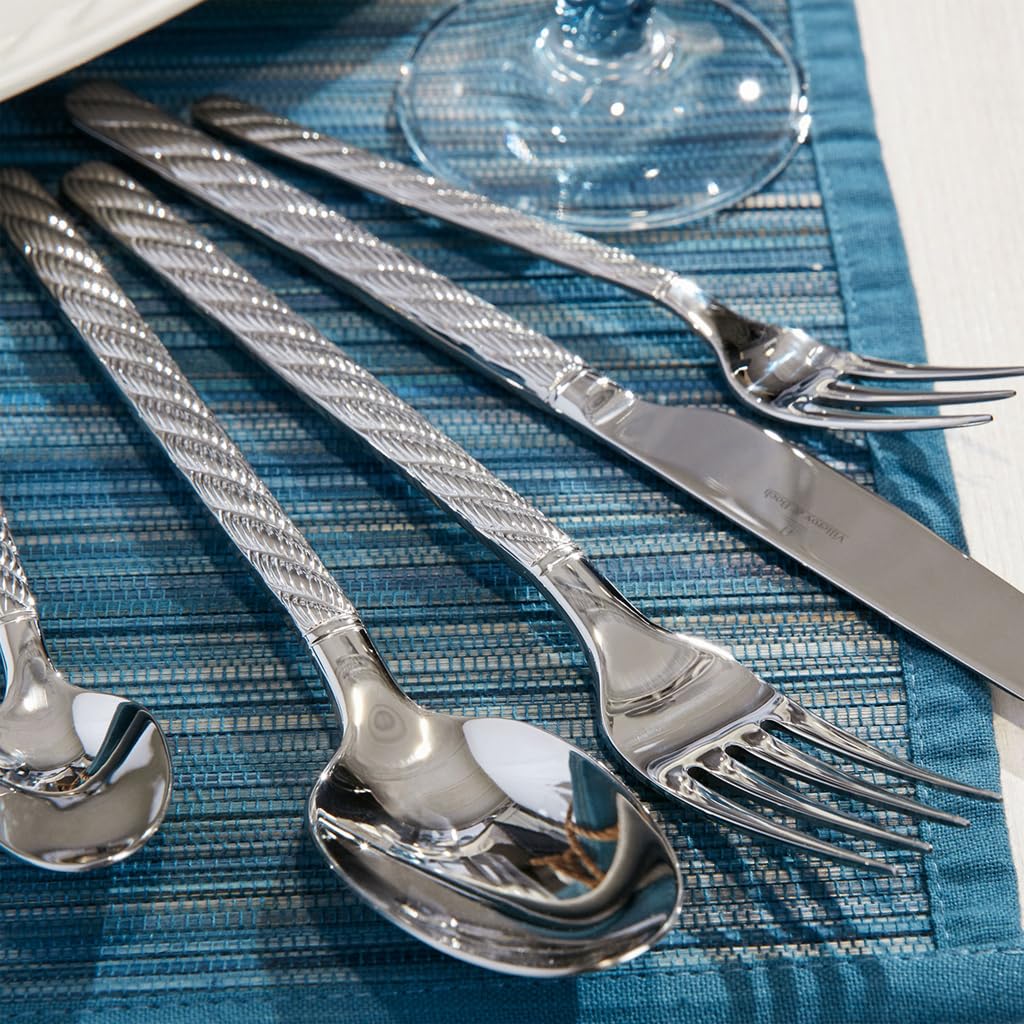 Villeroy & Boch Montauk 24-Piece Stainless Steel Cutlery Set for 6 People - Dishwasher Safe, Easy-Care White Flatware - Perfect for Dinner Parties, Weddings & Formal Dining