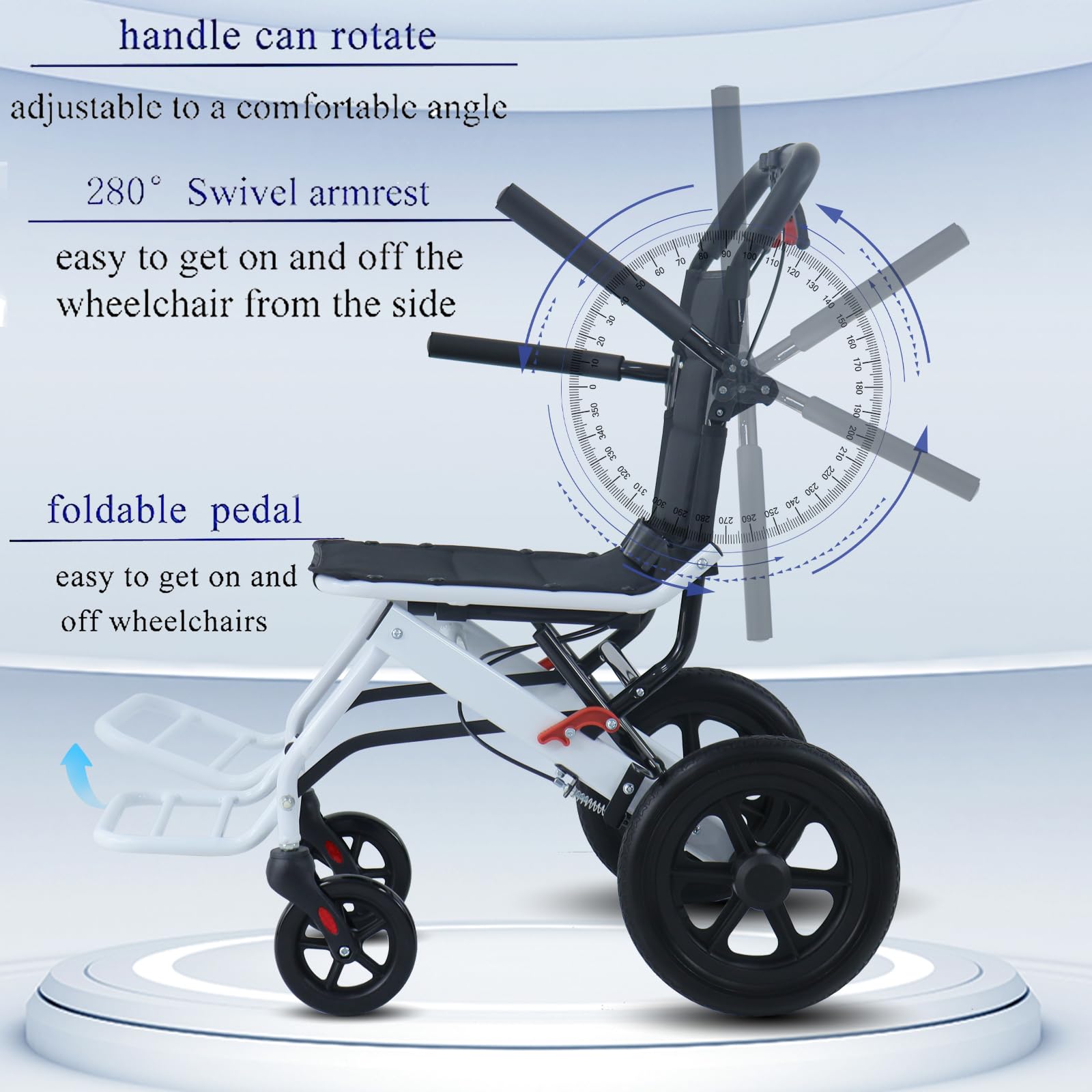 Ultralight Transport Wheelchair for Adults & Elderly - Foldable Portable Travel Wheelchair with Hand Brake | Perfect for Airplane Boarding, Hospital Visits & Daily Mobility