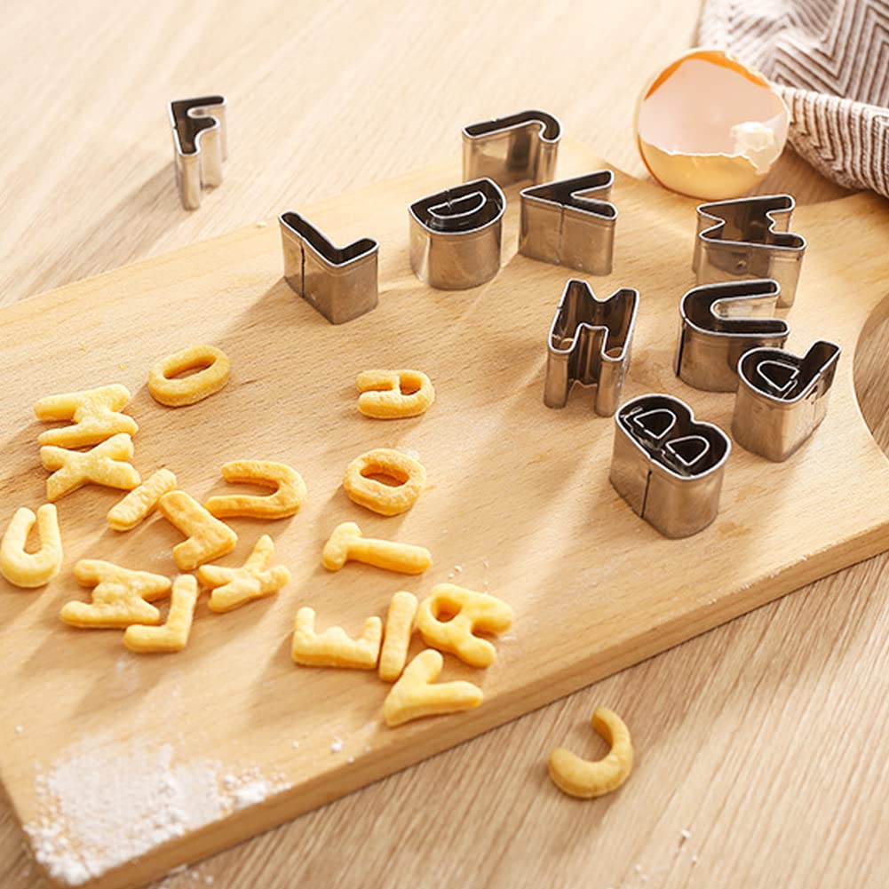 26 Pcs Stainless Steel Alphabet Cookie Cutters Set - A to Z Letter Fondant Cutters for Baking, Cake Decorating, Sugarcraft & Sandwich Making - Perfect for DIY Cookies, Cupcakes & Party Treats