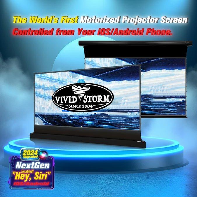 VIVIDSTORM S Pro / S Pro P Motorized Tension Floor Rising UST ALR Projector Screen with Heavy Duty Aluminum Travel Case - Perfect for Home Theater, Outdoor Movies, and Professional Presentations