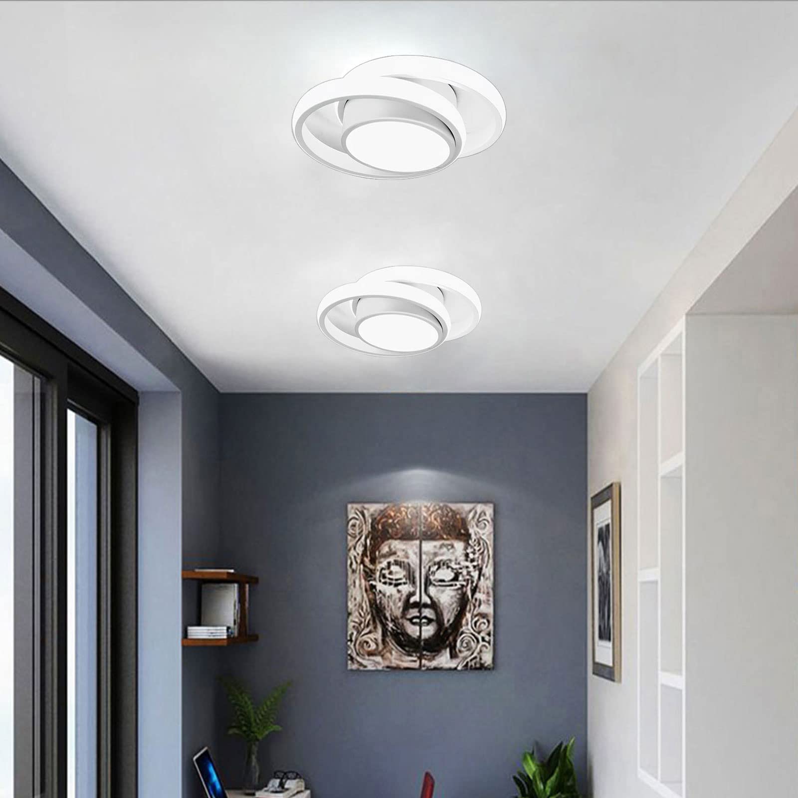 Modern LED Ceiling Light Fixture - 32W Round Close-to-Ceiling Lamp, 6000K Cool White for Bedroom, Hallway, Aisle & Corridor Lighting | Energy-Efficient Home & Office Interior Design Solution